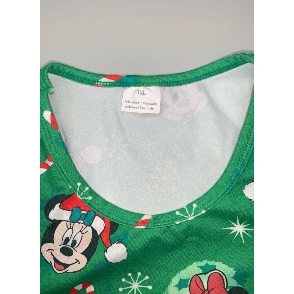 Disney Mickey & Pluto Green Christmas Dress Sz 3XL Adorable